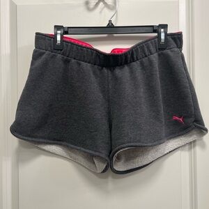Puma Women's Dark Gray Fleece Shorts with Pink Accent Size XL